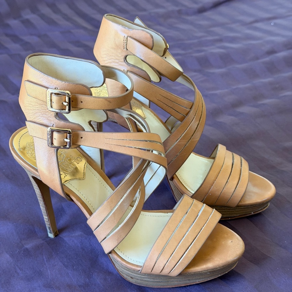 Women's Vince Camuto Tan Strappy High Heel Sandals